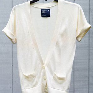 American Eagle Cream Sweater M Cardigan 90s Y2K